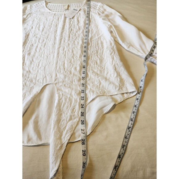 Chico's Women's Tie Front Embroidered Eyelet White Resort Wear Small NWT - Picture 10 of 11